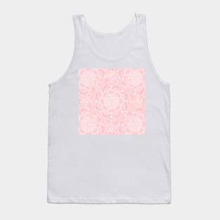 Elegant White Floral Mandala Pink Design Tank Top